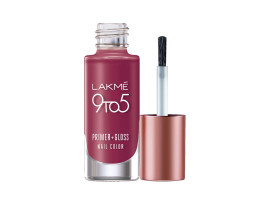 Lakme 9 to 5 Primer + Gloss Nail Colour, Berry Business, 6 ml